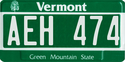 VT license plate AEH474