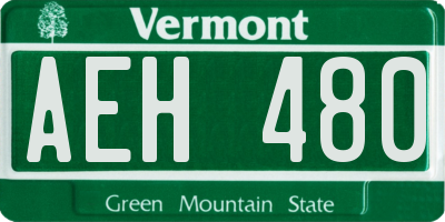 VT license plate AEH480