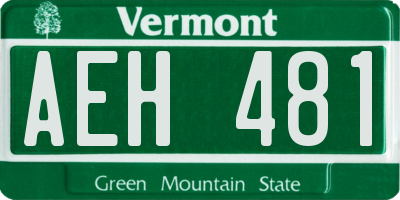 VT license plate AEH481