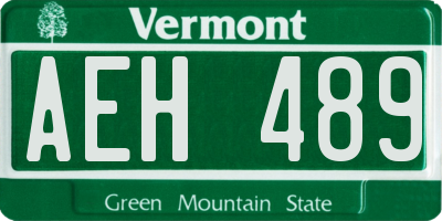 VT license plate AEH489