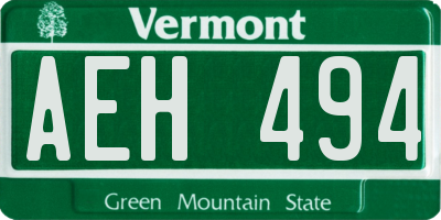 VT license plate AEH494