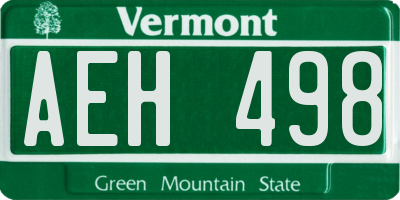 VT license plate AEH498