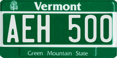 VT license plate AEH500