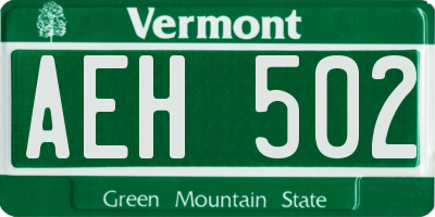 VT license plate AEH502