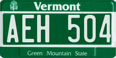 VT license plate AEH504