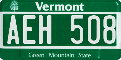 VT license plate AEH508