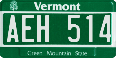 VT license plate AEH514