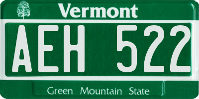 VT license plate AEH522