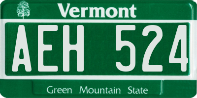 VT license plate AEH524