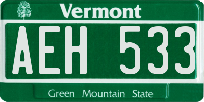 VT license plate AEH533