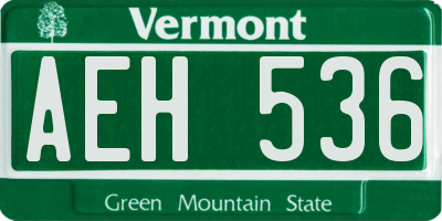VT license plate AEH536
