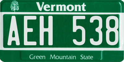 VT license plate AEH538