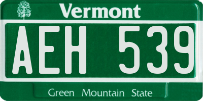 VT license plate AEH539