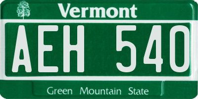 VT license plate AEH540