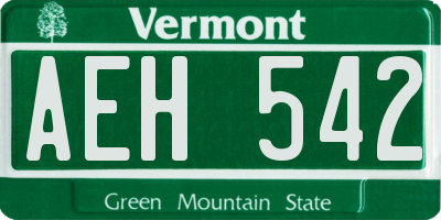 VT license plate AEH542