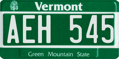 VT license plate AEH545