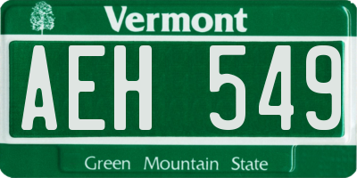 VT license plate AEH549