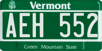 VT license plate AEH552