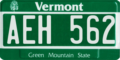 VT license plate AEH562