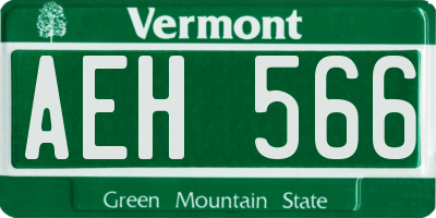 VT license plate AEH566