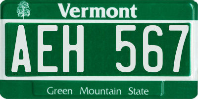 VT license plate AEH567