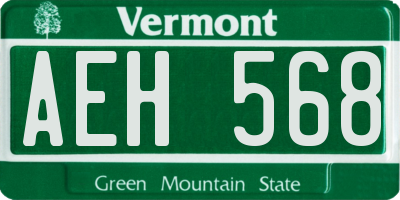 VT license plate AEH568