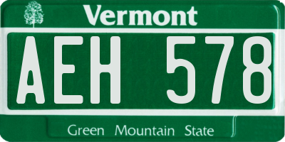 VT license plate AEH578