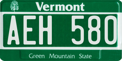 VT license plate AEH580