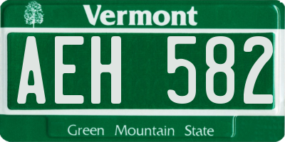 VT license plate AEH582