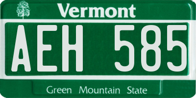 VT license plate AEH585