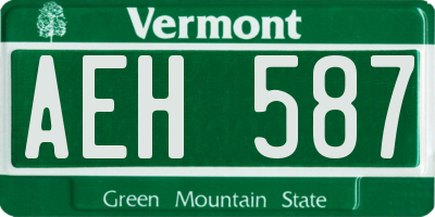 VT license plate AEH587