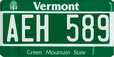 VT license plate AEH589