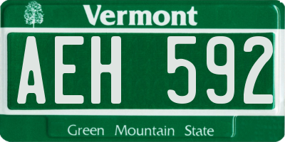 VT license plate AEH592