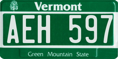 VT license plate AEH597