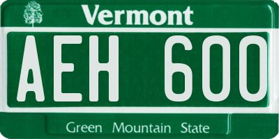 VT license plate AEH600