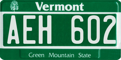 VT license plate AEH602