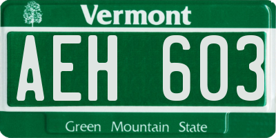VT license plate AEH603