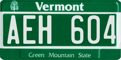 VT license plate AEH604