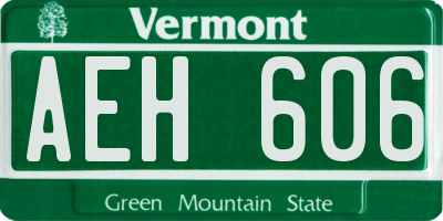 VT license plate AEH606