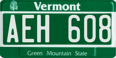 VT license plate AEH608