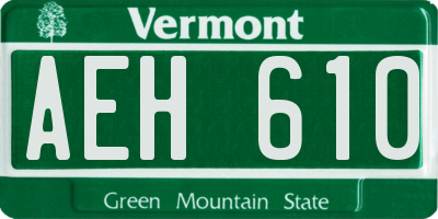 VT license plate AEH610