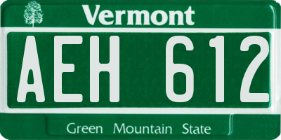 VT license plate AEH612