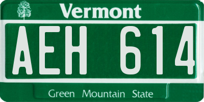 VT license plate AEH614