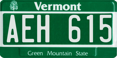VT license plate AEH615