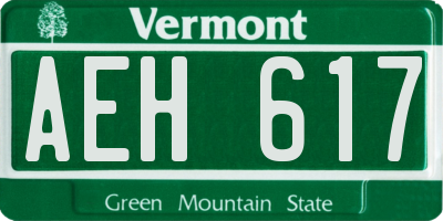 VT license plate AEH617