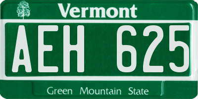 VT license plate AEH625