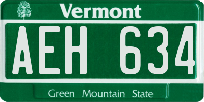 VT license plate AEH634