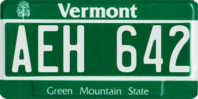 VT license plate AEH642