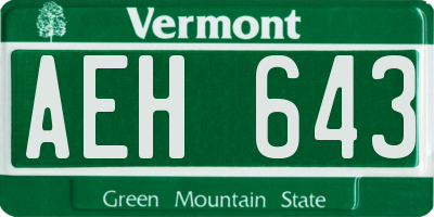 VT license plate AEH643