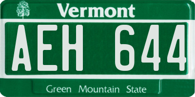 VT license plate AEH644